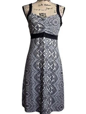 prAna Paisley Racerback Midi Dress Black & White Size M